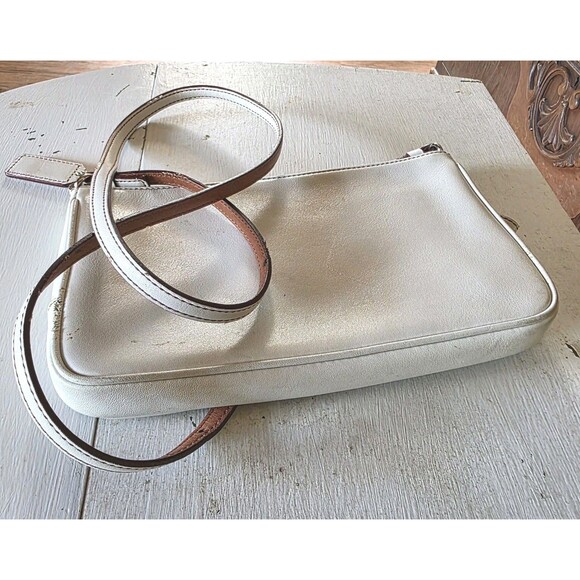 Coach 7578 Slim Demi Zip Shoulder Crossbody Bag Leather Ivory White Logo Lozenge - Picture 8 of 16